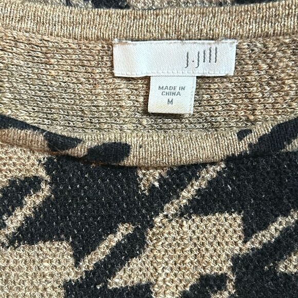 J.Jill tunic sweater shirt top size medium houndstooth pattern tan black M JJill - Picture 8 of 9
